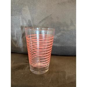 Vintage MCM 4 1/2” pink striped glass